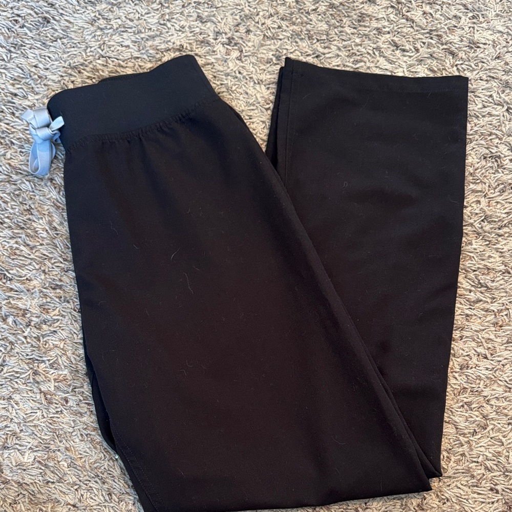 Figs Black Leggings with Blue Accent